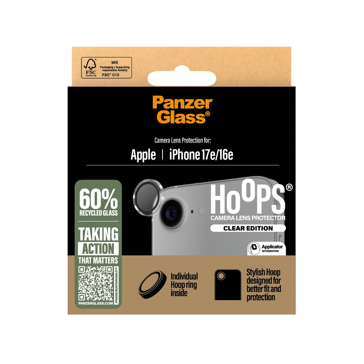 PanzerGlass® Hoops® Camera Lens Protector Transparent iPhone 17e | 16e